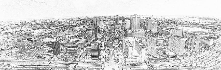 St. Louis from the Arch 2016 sketch Photograph by C H Apperson