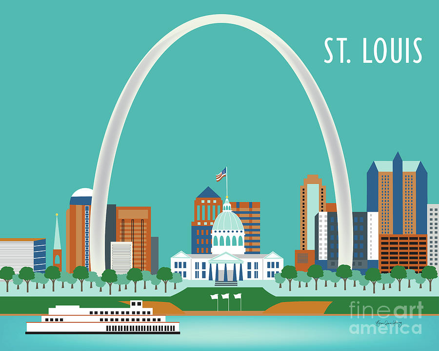 St. Louis Digital Art - St. Louis Missouri Horizontal Skyline by Karen Young