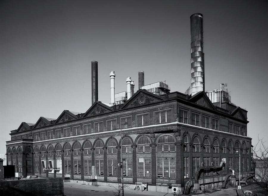 St Louis powerhouse laclede landing black and white Photograph by Greg Kluempers