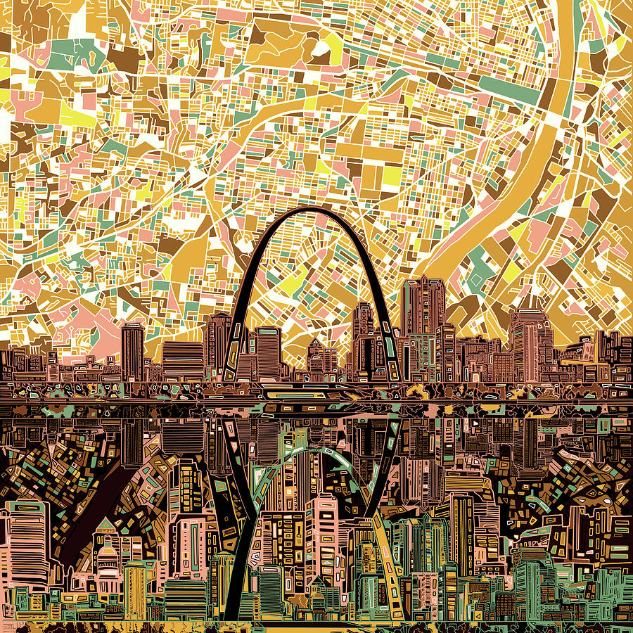 St Louis Skyline Abstract 11 Painting by Bekim M