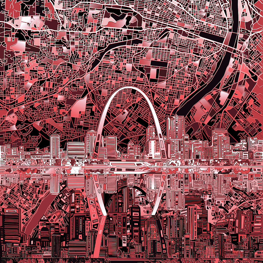 St Louis Skyline Abstract 3 Painting by Bekim M