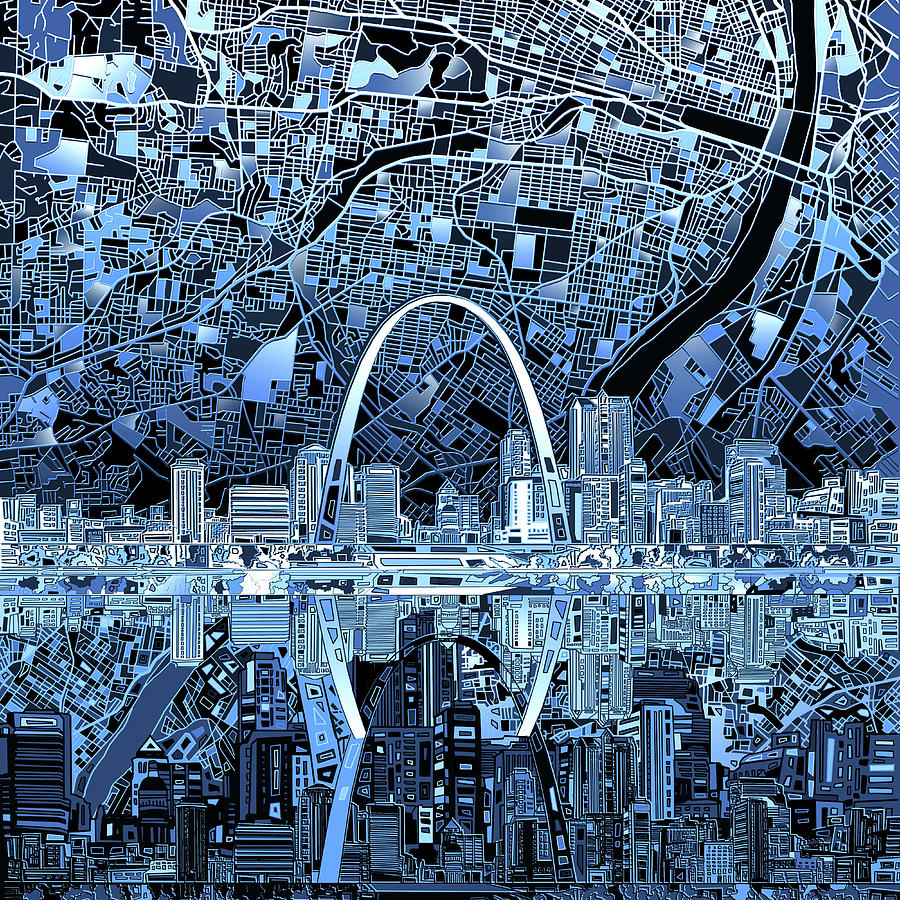 St Louis Skyline Abstract 5 Painting by Bekim M