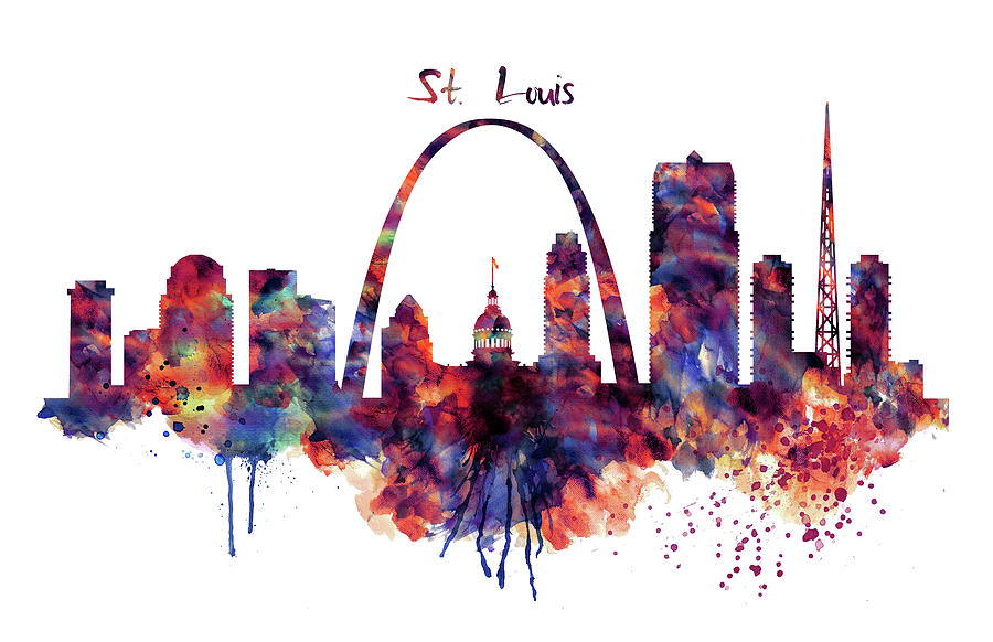 St Louis Skyline Painting by Marian Voicu