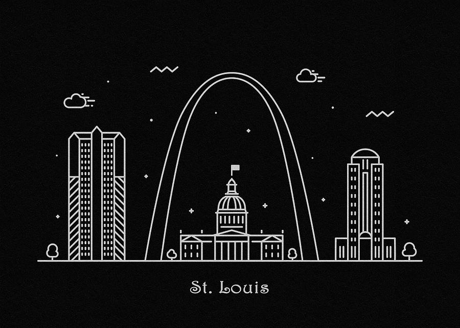 St. Louis Skyline Travel Poster Drawing by Inspirowl Design