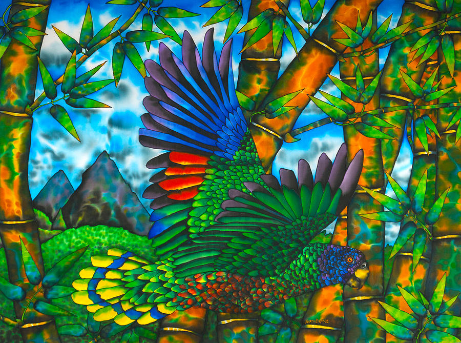 Gwi Gwi St. Lucia Amazon Parrot - Exotic Bird Painting by Daniel Jean-Baptiste