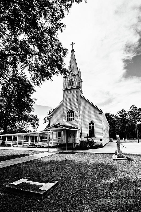 St. Margaret Catholic Church - Springfield Louisiana BW Photograph by Scott Pellegrin