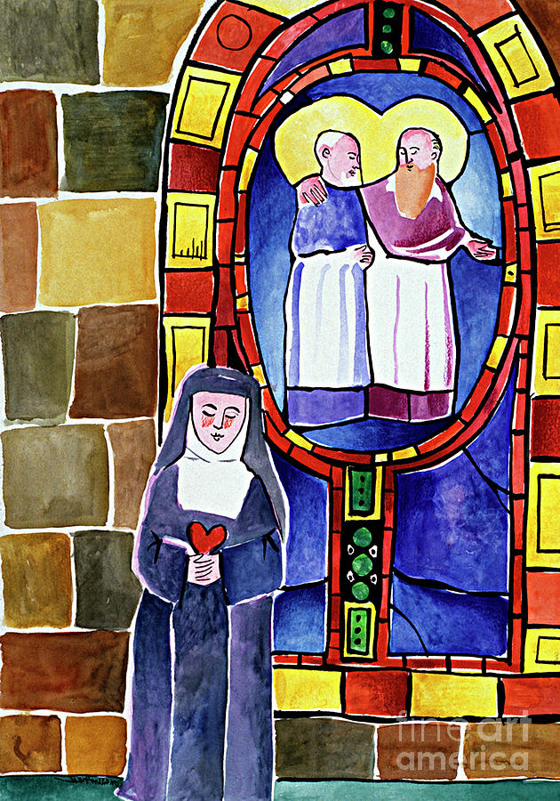 St. Margaret Mary Alacoque at Window - MMMMW Painting by Br Mickey McGrath OSFS