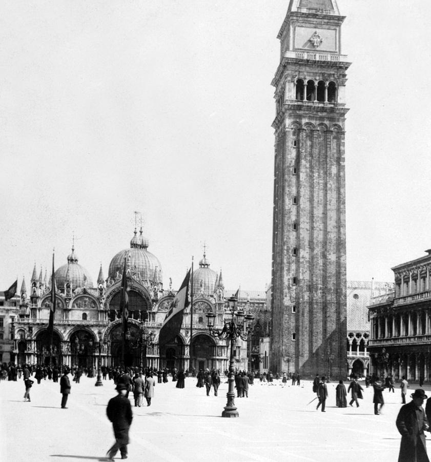 St Marks Campanile in Venice - Italy - c 1902 Photograph by International  Images