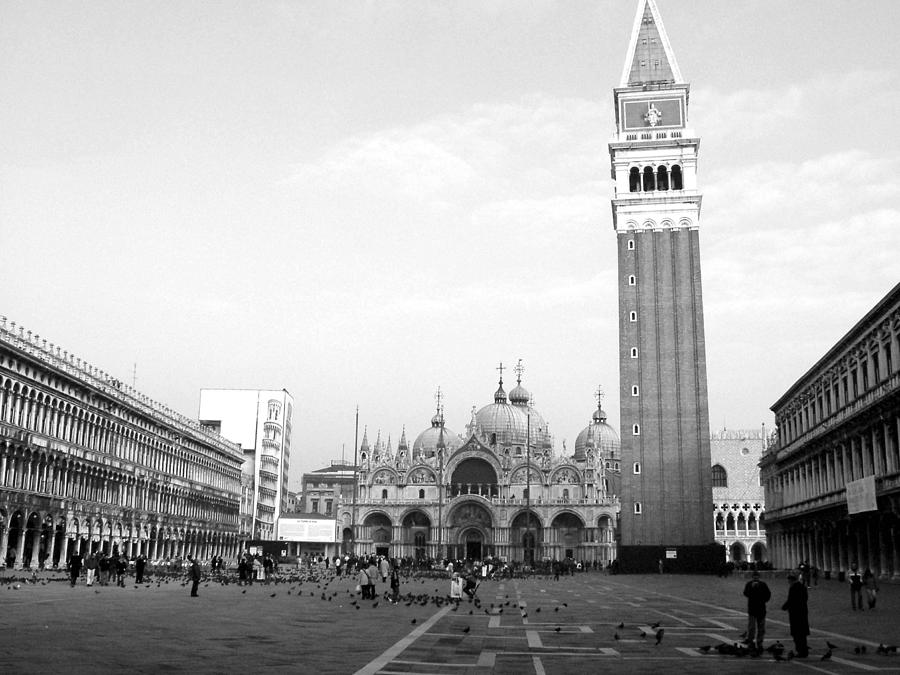 Black And White Photograph - St. Marks Square by Donna Corless