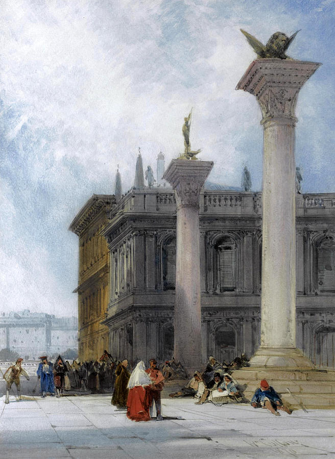 St. Marks Square. Venice Drawing by William Callow