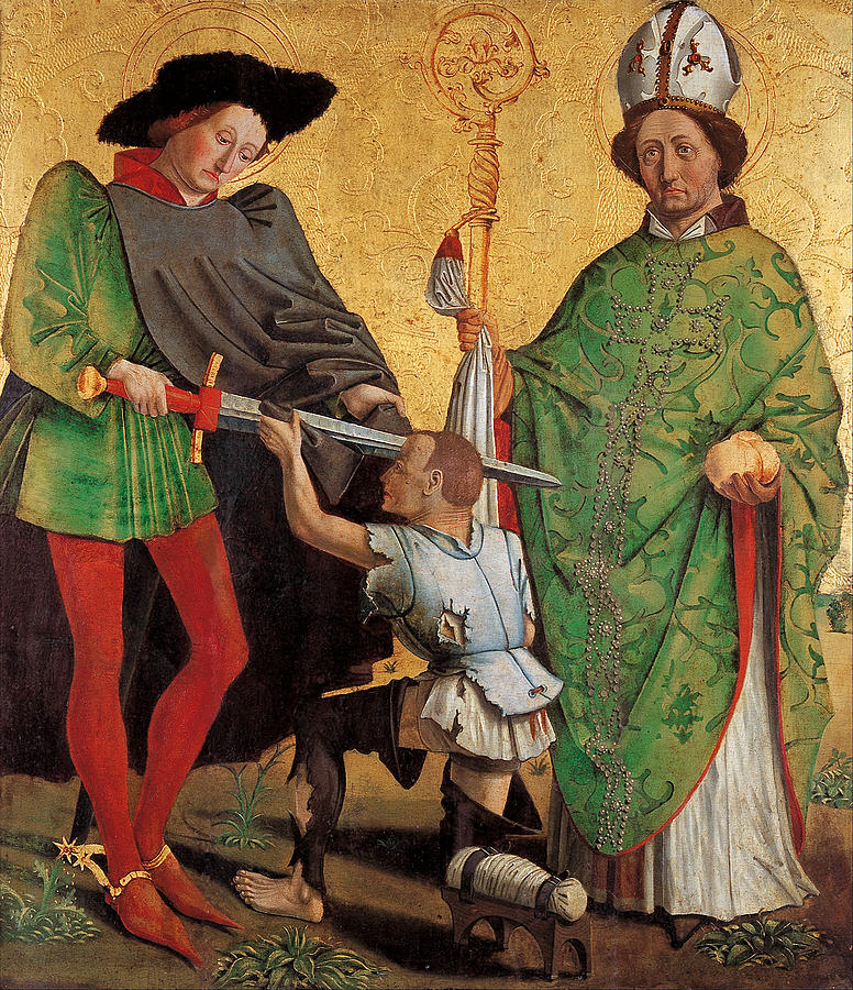 St Martin of Tours and St Nicholas of Bari Painting by Master of Uttenheim