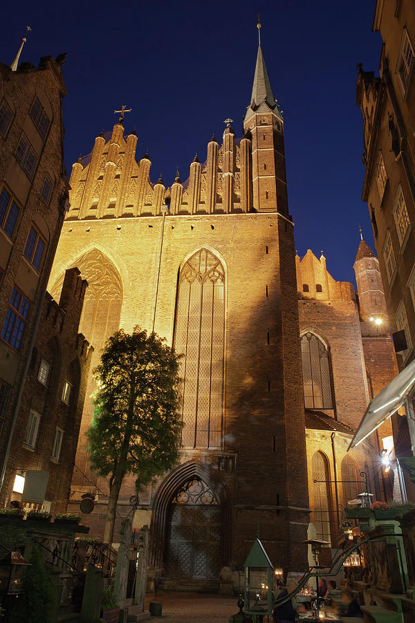 St Mary Church in Gdansk at Night Photograph by Artur Bogacki
