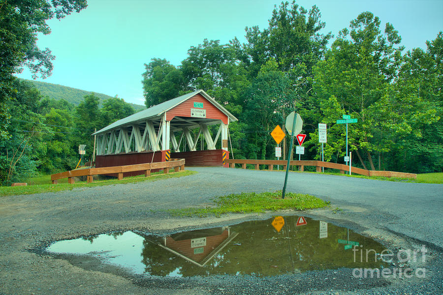 St Mary Covered Bridge Refletions Photograph by Adam Jewell