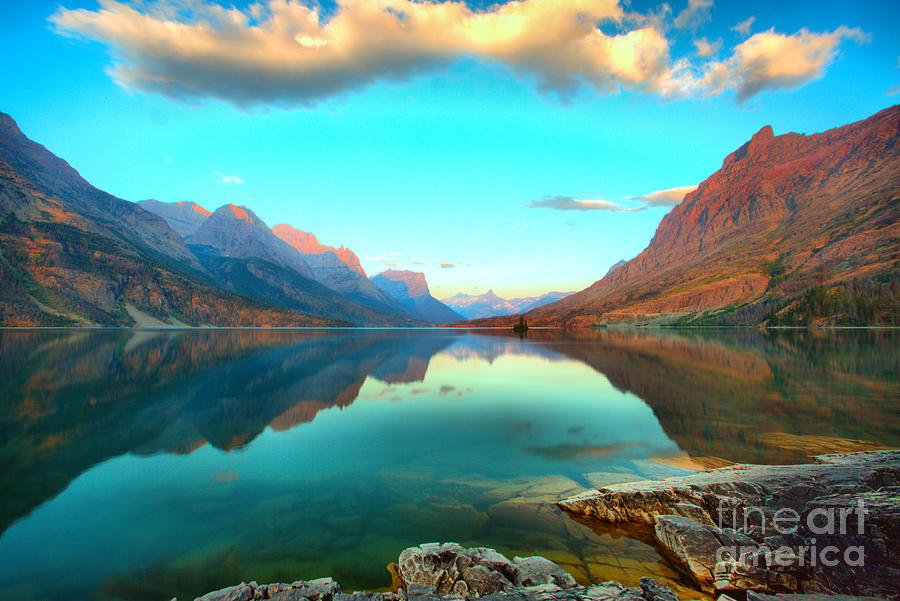 St Mary Lake Clouds And Calm Water Photograph by Adam Jewell