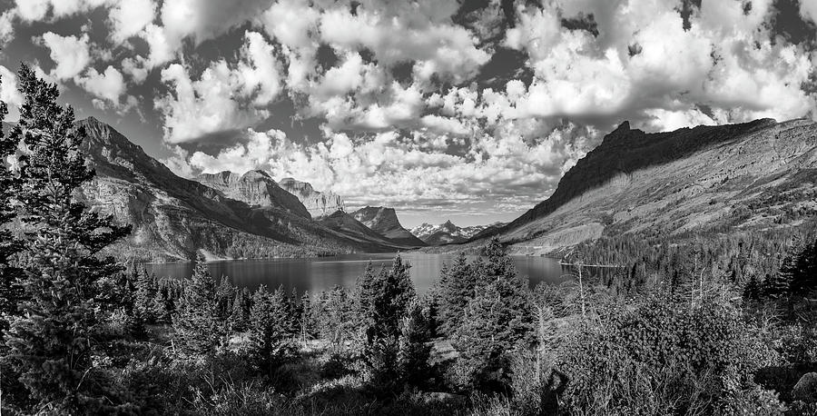 St Mary Lake Glacier National Park Panoramic Photograph by John McGraw
