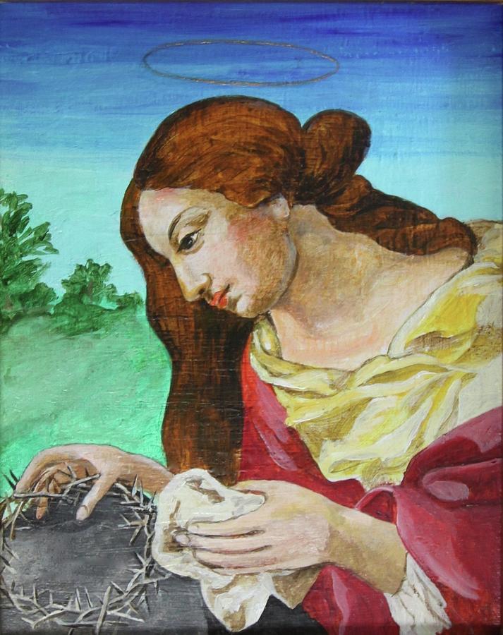Crown Of Thorn Painting -  St. Mary Magdalene Mourning by Jan Mecklenburg