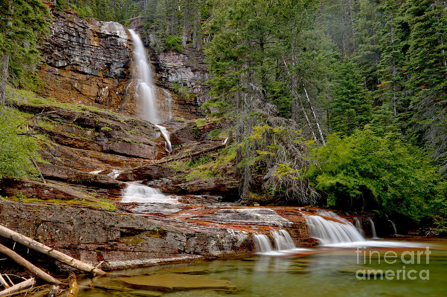 Glacier National Park Photograph - St Mary Virginia Falls by Adam Jewell