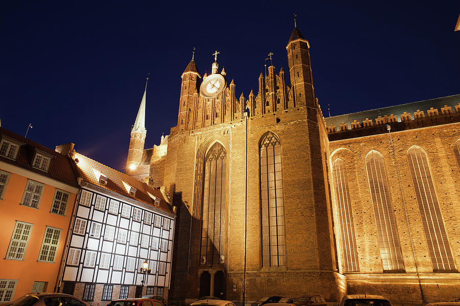St. Marys Church at Night in Gdansk Photograph by Artur Bogacki