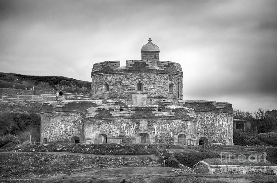 Castle Photograph - St Mawes Castle Black And White by Linsey Williams