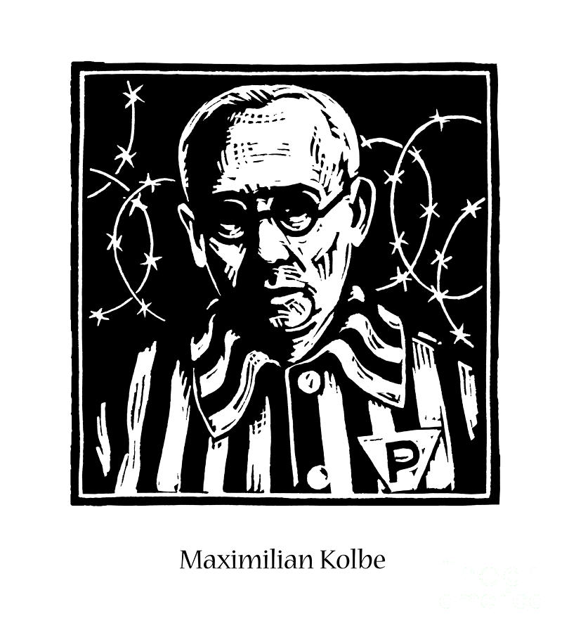 St. Maximilian Kolbe - JLMAX Painting by Julie Lonneman