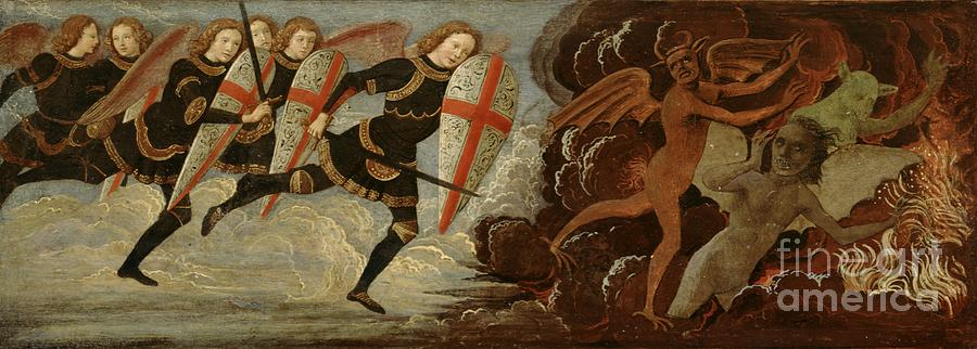 Fall Painting - St. Michael and the Angels at War with the Devil by Domenico Ghirlandaio