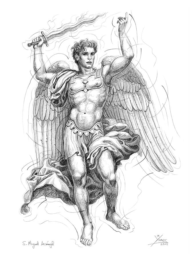 St. Michael Archangel Drawing by Manolo Yanes Fine Art
