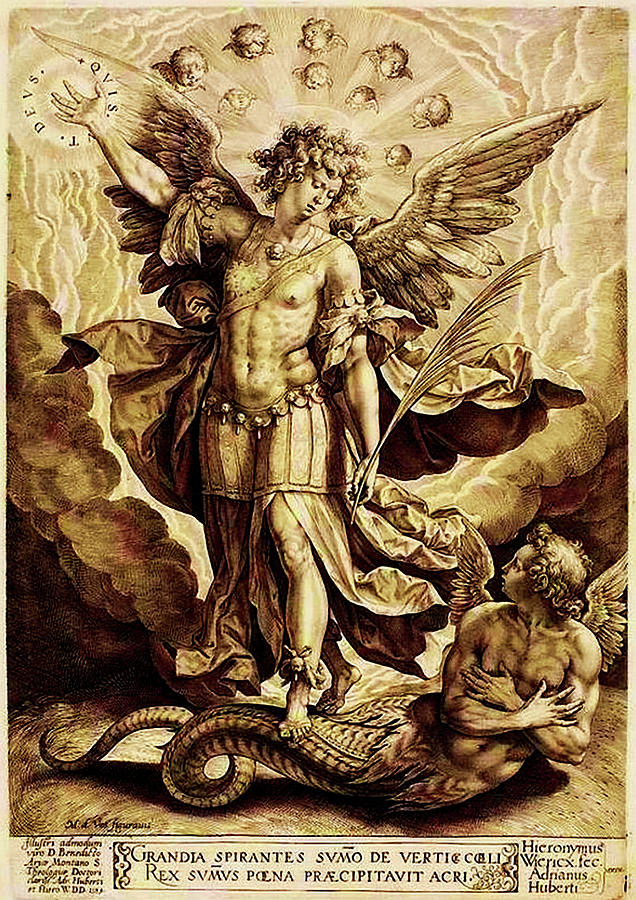 st michael slaying the devil drawing