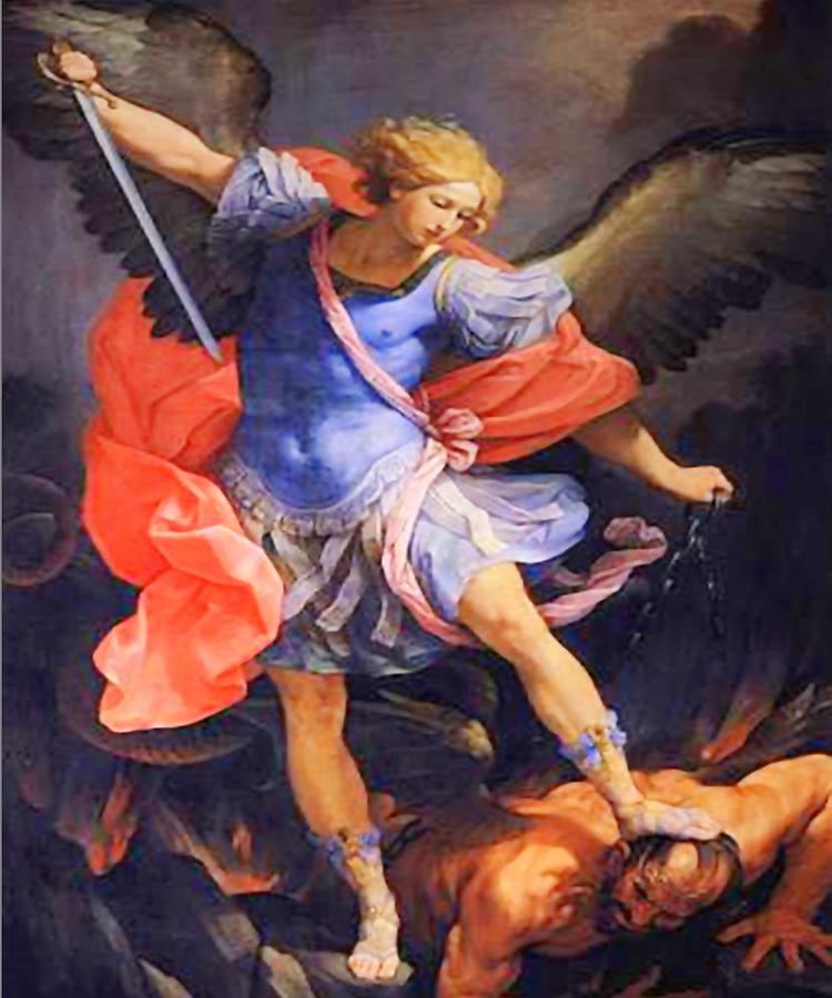 St Michael Mixed Media - St Michael the Archangel Saint 101 by Guido Reni