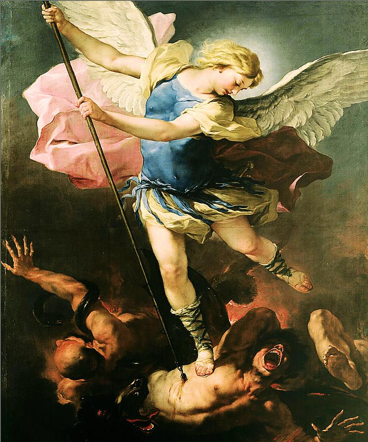 Raphael Mixed Media - St Michael the Archangel Saint 104  by Luca Giordano