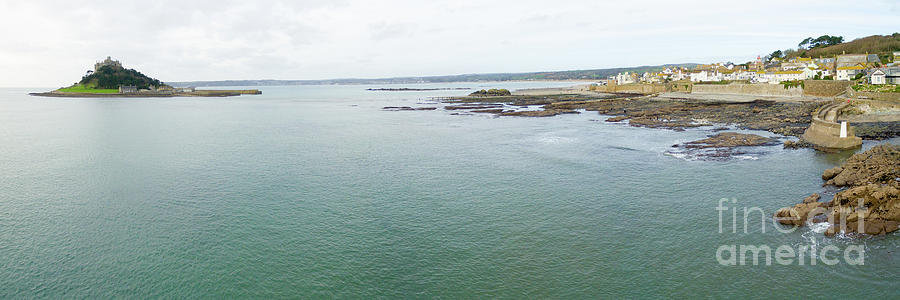 St Michaels Mount bay aerial Photograph by Steev Stamford