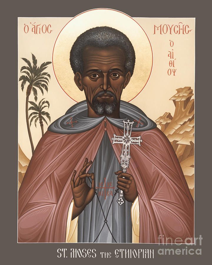St. Moses the Ethiopian - RLMTE Painting by Br Robert Lentz OFM