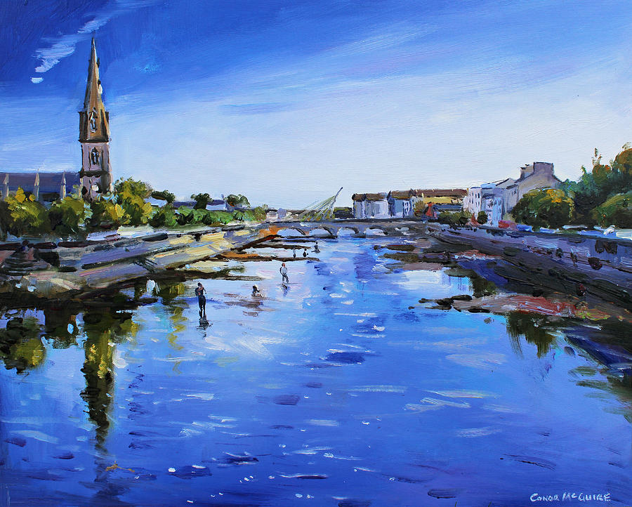 St. Muredachs cathedral from Bridge Painting by Conor McGuire