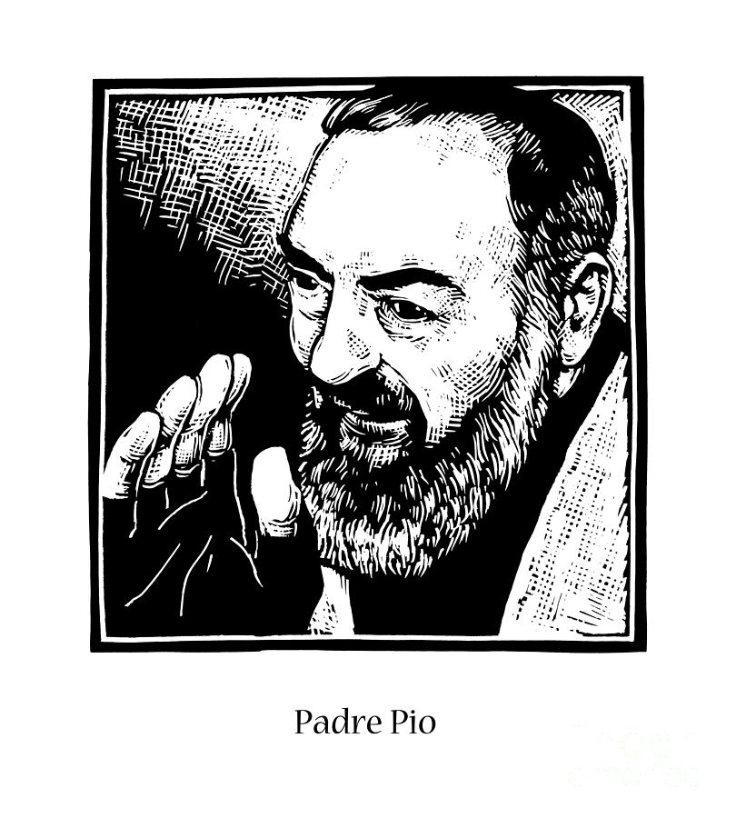 St. Padre Pio - JLPPO Painting by Julie Lonneman