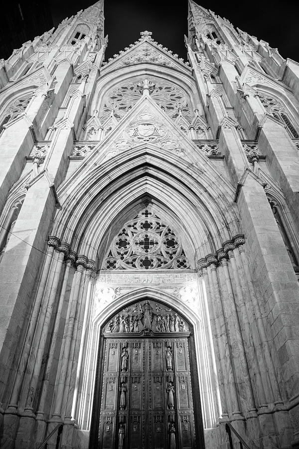 St Patricks Cathedral Door Black and White  Photograph by John McGraw