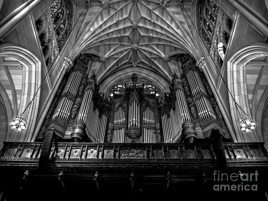 St. Patricks Cathedral - Pipe Organ - BW Photograph by James Aiken