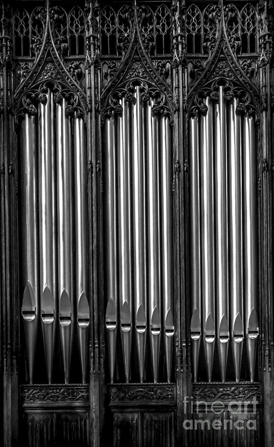 St. Patricks Cathedral - Pipe Organ Detail - BW Photograph by James Aiken