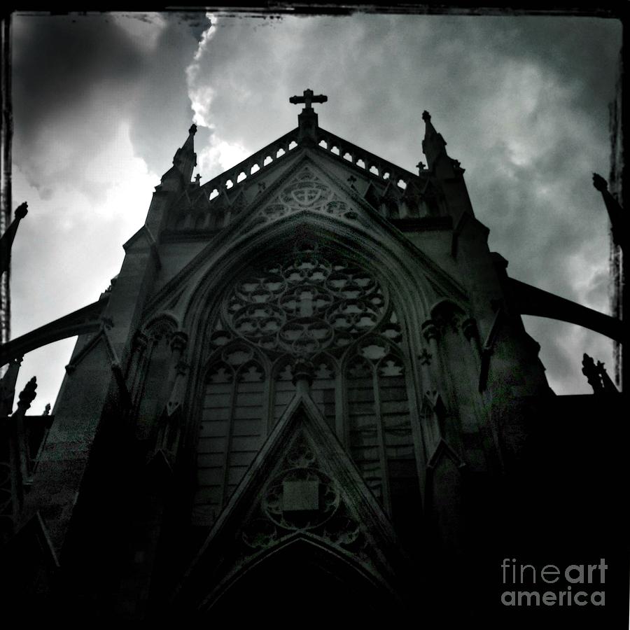 Black And White Photograph - St Patricks Cathedral with Silver Lining by Miriam Danar