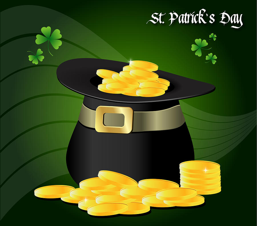 St. Patricks Day Gold Coins In Hat Digital Art by Serena King