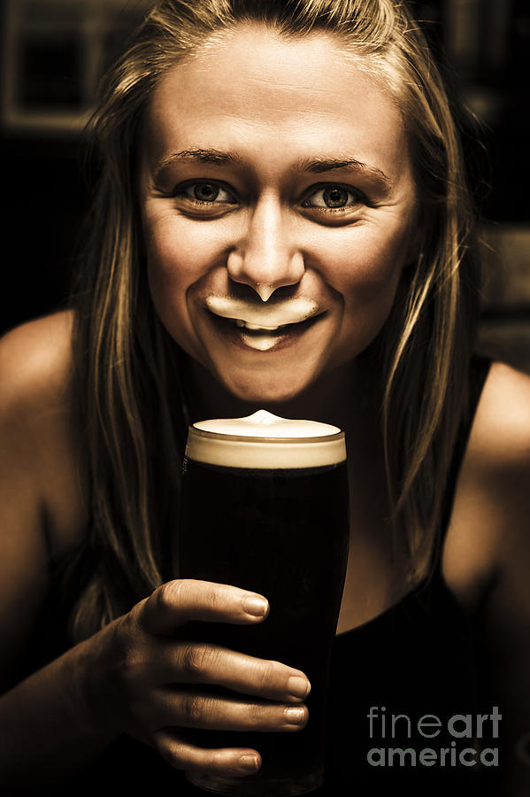 St Patricks Day Woman Imitating An Irish Man Photograph