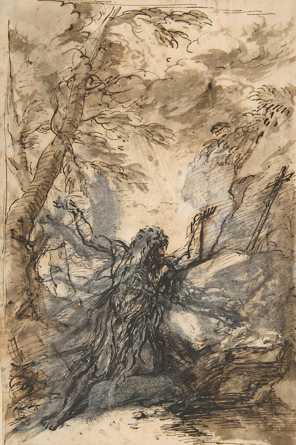 St. Paul, Hermit Drawing by Salvator Rosa