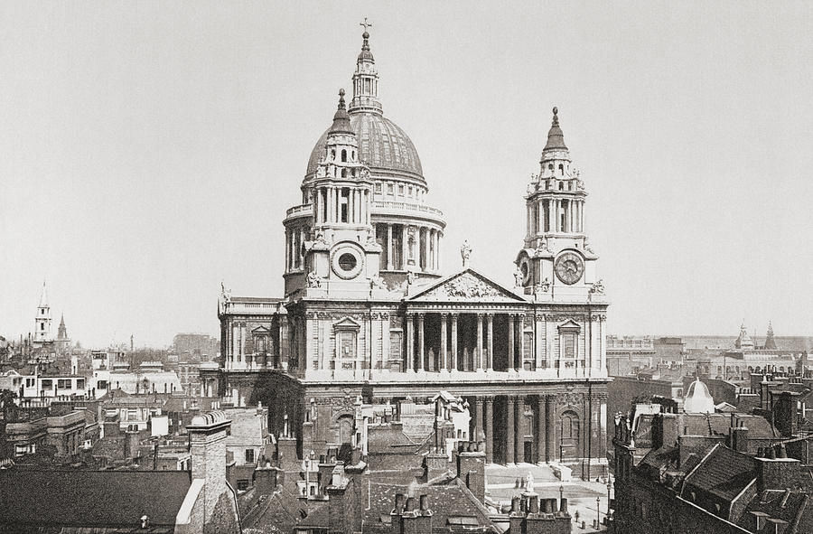 London Drawing - St. Paul S Cathedral, London, England by Vintage Design Pics