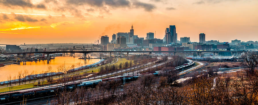 St Paul Skyline - Golden Mississippi Photograph by Patti Deters