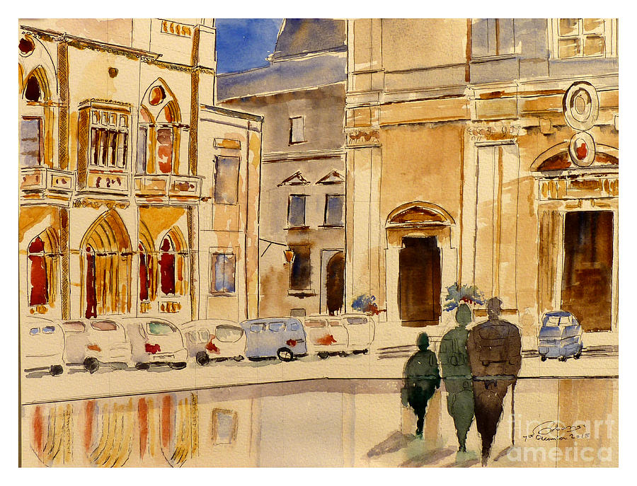 St Paul Square Mdina Malta Painting by Godwin Cassar