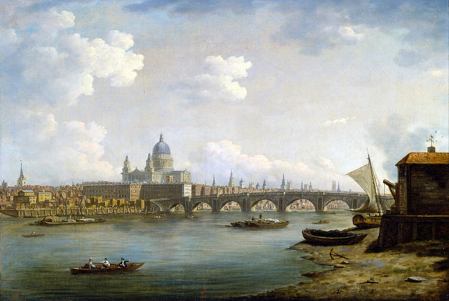 William Marlow Painting - St Pauls and Blackfriars Bridge  by William Marlow