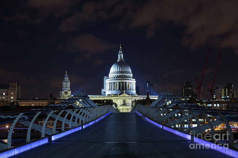 St Pauls Cathedral and the Millennium Bridge Photograph by Jane Rix