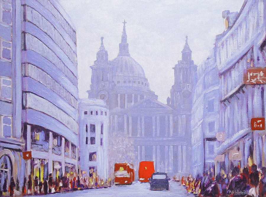 St. Pauls Cathedral from Ludgate Hill London Painting by Mark Woollacott