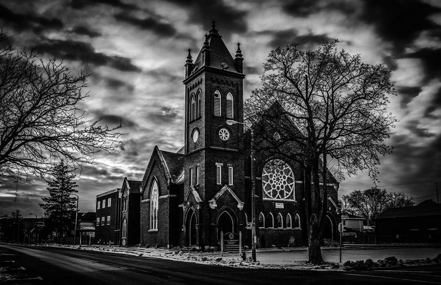 St Pauls United Church Milton  Black and White Photograph by Karl Anderson