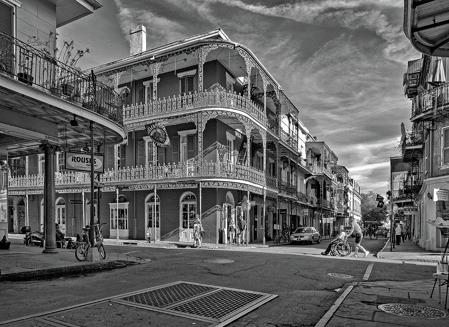 St Peter St New Orleans bw Photograph by Steve Harrington