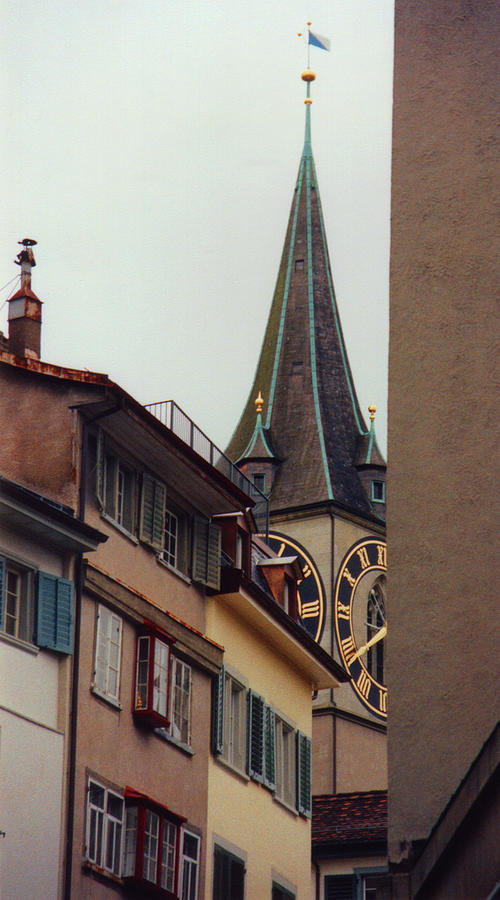 Architecture Photograph - St. Peter Tower Zurich Switzerland by Susanne Van Hulst