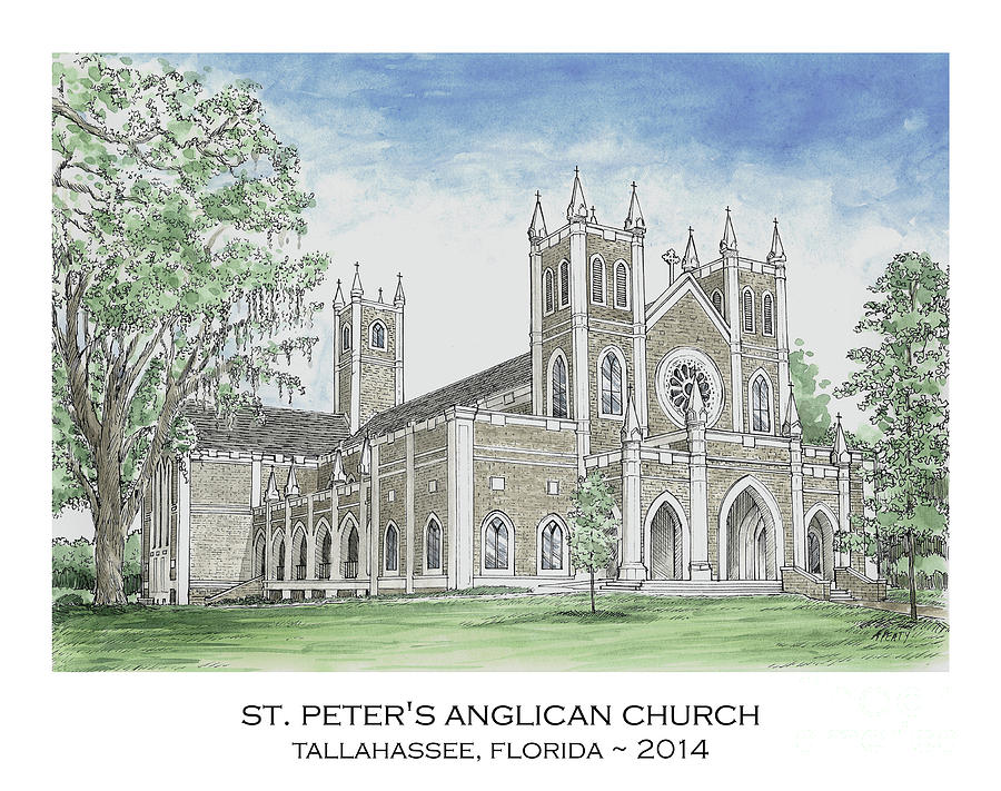 St. Peters Anglican Church Painting by Audrey Peaty